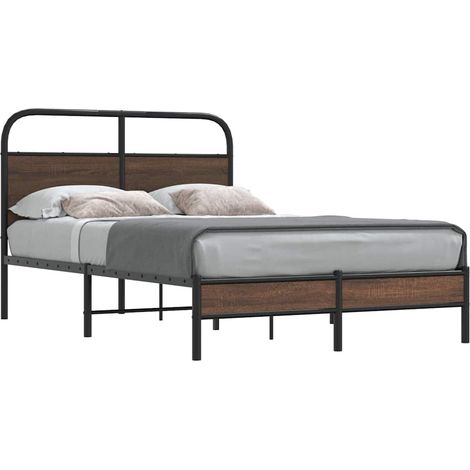 Bettgestell ohne Matratze 135x190 cm Braun Eichen-Optik