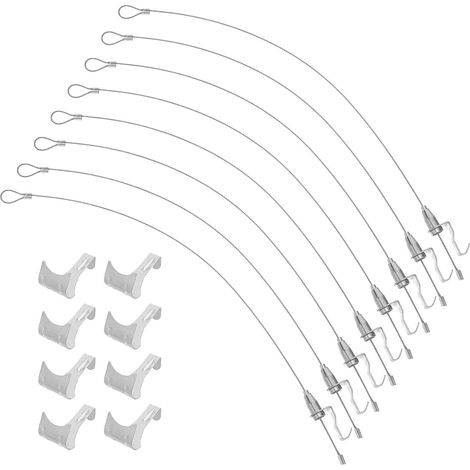 8 Pièces Kit D’accrochage de Tableaux Crochets Métalliques Réglables et Fil Métallique 0,5 M pour Cimaise, Système Suspendre pour Œuvres D’art, pour Exposition et Décoration Murale (1/5)