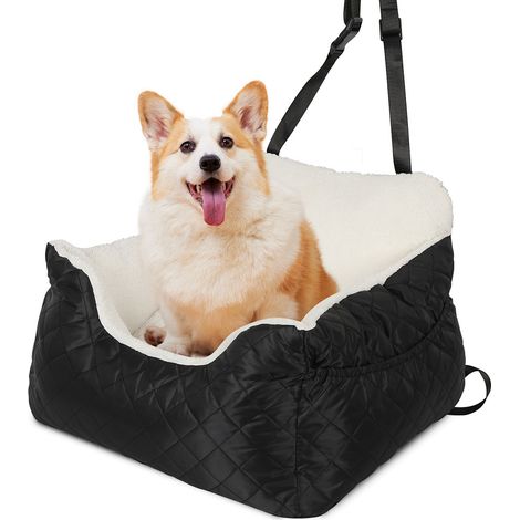 Randaco Asiento de coche para perros Cama plegable para perros Coche - Silla plegable para perros - 47x47x21cm - negro+blanco (1/5)