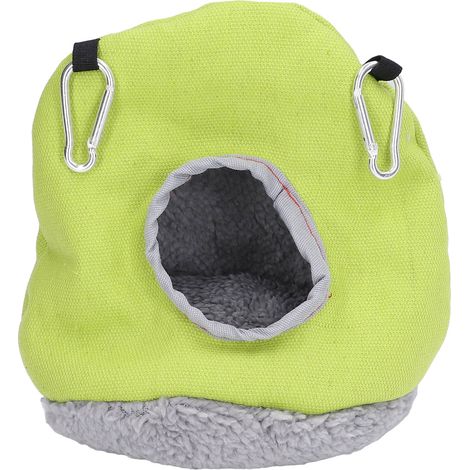 Maison pour perroquets en peluche douce, forme ronde, gain de place, nettoyage facile et sécurité, couleur verte. (1/5)