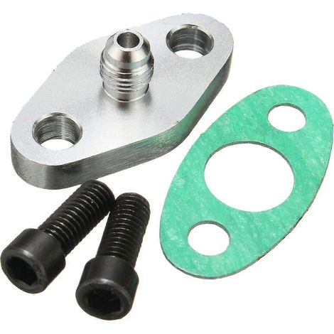 Joint de bride d'entrée de tuyau d'alimentation en carburant du turbocompresseur, adaptateur de connecteur 4AN à 4 broches, compatible avec T3, T4, T04E, GT40R, GT42, GT42R et GT42RS. (1/5)