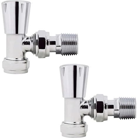 Warmehaus Radiator Valves Round 15mm Chrome Angled