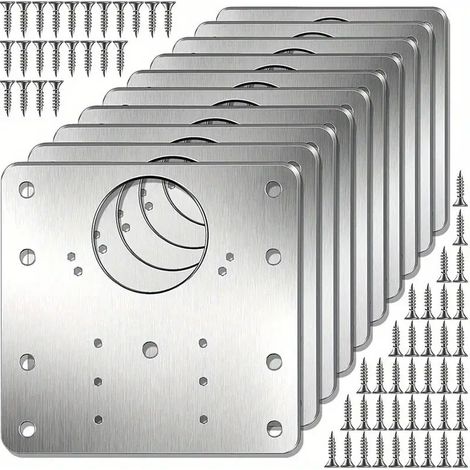 10 Pièces Kit De Plaque De Réparation De Charnière D'armoire Cuisine Placard Charnière De Porte Plaque De Montage Avec Trous Supports De Fixation Plats (1/5)