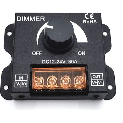 Dimmer 12 V 24 V 30 A Contrôleur de régulateur d'une seule couleur LED pour lampe ruban de lumière bande LED Contrôle d'éclairage Luminosité noire