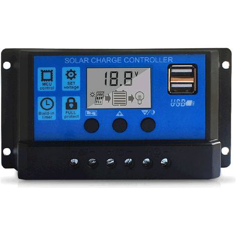 Contrleur de charge solaire 100A, panneau de batterie USB Port USB Regulator, Contrleur de réverbère Affichage de l'écran d'écran réglable multi-fonctionnalités (1/4)
