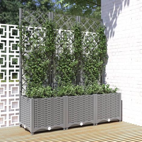 Jardinière avec treillis Gris clair 120x40x136 PP (1/5)
