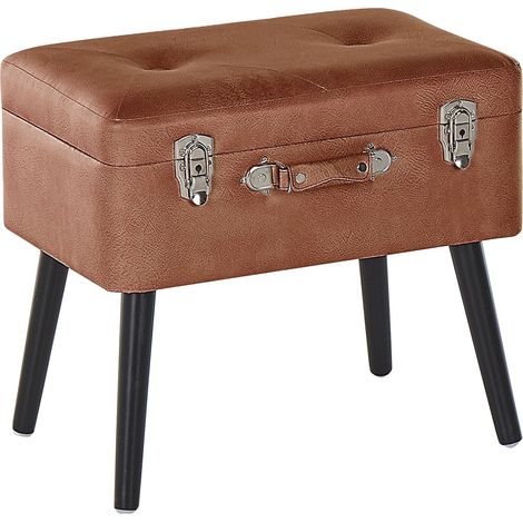 Storage Stool MALLARD Faux Leather Golden Brown (1/5)