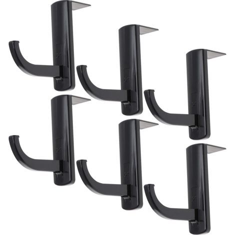 Porta cuffie organizer, pratici supporti per auricolari in plastica nera, confezione da 6 pezzi, gancio da parete antigraffio per ufficio e studio (1/5)