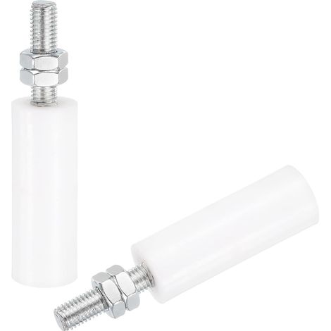 Galet Guide Portail Coulissant 30x80mm, M12 Roulette Nylon Guide Sol Porte Grange Coulissante, Roue Universel Guidage Support Portail, Blanc (1/5)