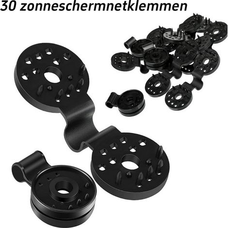 Lot de 30 pinces de fixation pour toile d'ombrage en plastique résistantes aux intempéries et durables couleur noire (1/5)