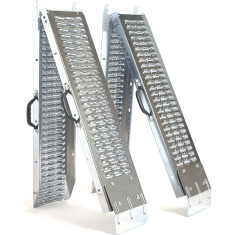 Euro Vanadium – Rampe de chargement pliable en acier galvanisé – Longueur 160 cm – Charge maximale 400 kg – Antidérapante et stable – Lot de 2 unités