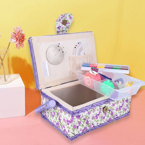Panier à couture, boîte de rangement pour aiguilles et fils à coudre, boîte à aiguilles et fils haut de gamme, organiseur de bureau, boîte à reçus de couture pour un usage quotidien.