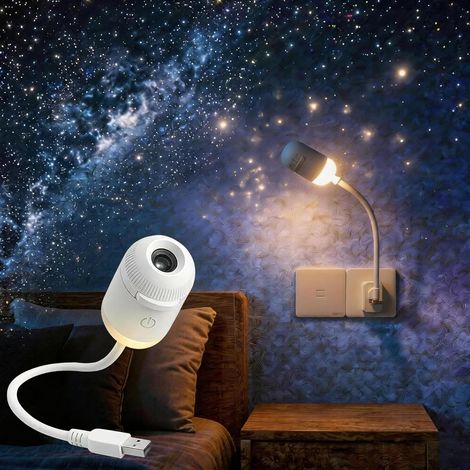Projecteur de veilleuse ciel étoilé, projecteur portable 2 en 1 avec 12 films de projection, contrôle de la luminosité réglable à 360°, veilleuse LED pour enfants et adultes, chambre, maison