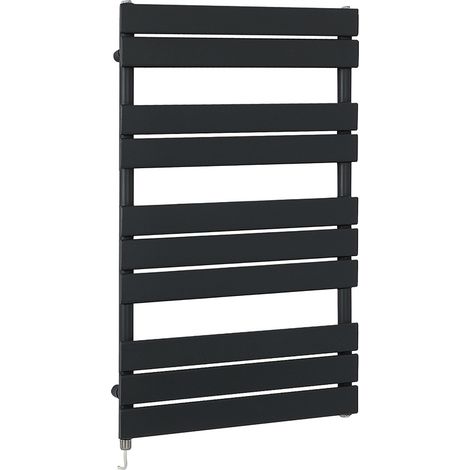 Milano Lustro Electric Black Flat Panel Heated Towel Rail Radiator with Simple Heating Element - 975mm x 600mm (1/5)