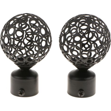 2pcs Tringle à Rideau Se Termine La Tête De Pôle De Draperie Pour Le Diamètre. Boule Creuse De Tige De 28 Mm Noir (1/5)