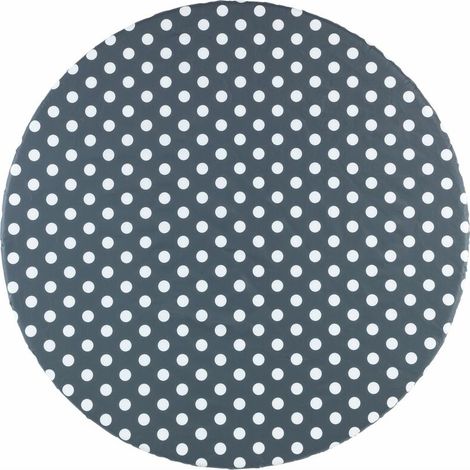 Housse de table élastique à pois bleu marine – Résistante aux intempéries – Diamètre 70-86 cm – Polychlorure de vinyle