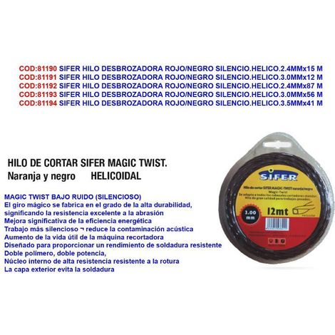 SIFER HILO DESBROZADORA HELICOIDAL TRENZADO NEGRO 3.5MM x 41M (1/2)