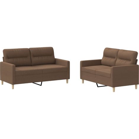 Maison Exclusive - Ensemble de canapés 2 pcs avec coussins Marron Tissu (1/5)