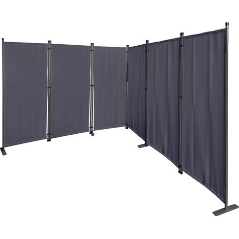 Paravent 6 Teilig 340x165cm Stoff Raumteiler Trennwand Balkon Sichtschutz Stellwand Faltbar Grau