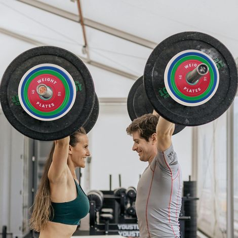 Disques fractionnés 1,25/2,5/5/10 lb en caoutchouc coloré - Barre olympique 2", micro-chargement home gym - Rougeur (1/5)