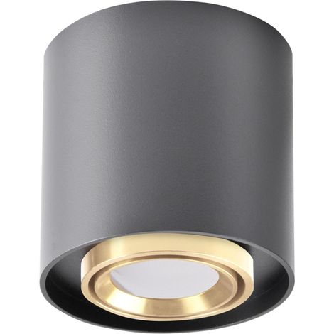 Spot plafond rond orientable noir/or 1xGU10 10W Polux (1/5)