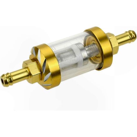 Transparenter Inline-Kraftstofffilter für Motorräder, abnehmbarer Aluminium-Benzinfilter (Gold) (1/4)