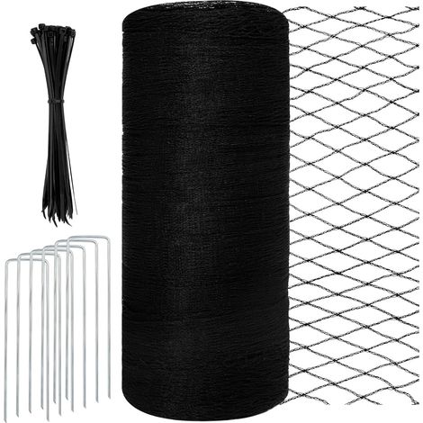 Filet Anti Oiseaux, 4 X 10m Filet Arbre Fruitier Anti Oiseaux, Filet De Jardin 100 Attaches De Câble + 6 Piquets De Sol En Forme De U, Les Arbre Fruitier, Plantes, Fruits, Etang, Piscines, Noir (1/5)