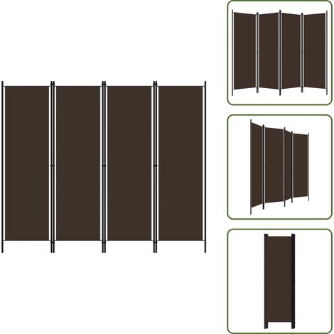 The Living Store Biombo divisor de 4 paneles marrón 200x180 cm - Pantalla de privacidad