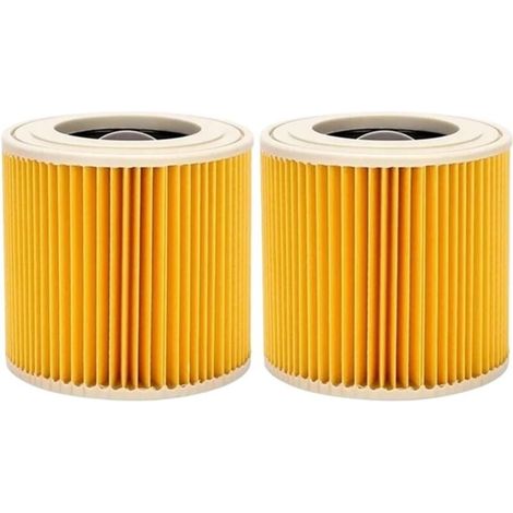 Lot de 2 filtres à cartouche pour Kärcher WD3 Premium, WD2, WD3, WD3P, MV2, MV3 - Filtre WD3 - Filtre de rechange pour aspirateur Kärcher 6.414-552.0/64145520 (1/4)