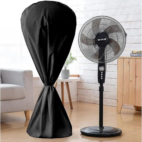 Cache-ventilateur imperméable anti-poussière avec fermeture éclair, noir, pour usage intérieur/extérieur. (1/5)