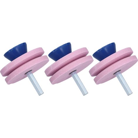 Lot de 3 meules à aiguiser double couche en corindon pour affûter lames de tondeuse et matériel jardin 56mm (1/5)