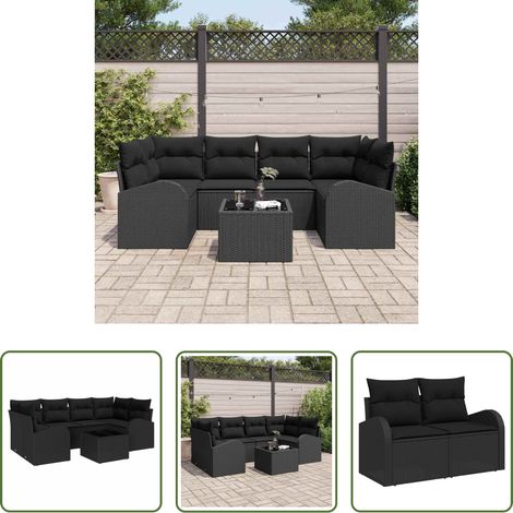 Gartenmöbel - Gartensofa-set Schwarz 55 x 55 x 37 cm Poly-Rattan (1/5)