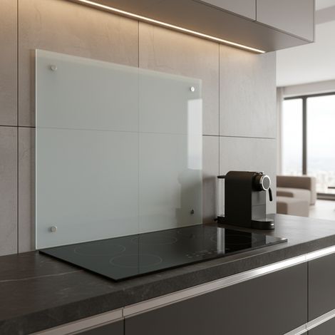 Melko paraspruzzi copri fornello in vetro, per cucina, fornello, piastrelle, 6 mm di vetro di sicurezza temprato, parete posteriore della cucina, viti incluse, 80 x 60 cm, vetro da latte