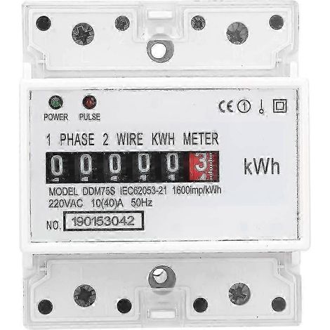 Compteur d'électricité, compteur kWh, monophasé 4 pôles LED, rail DIN, wattmètre, (LGL)-AquaForge (1/4)