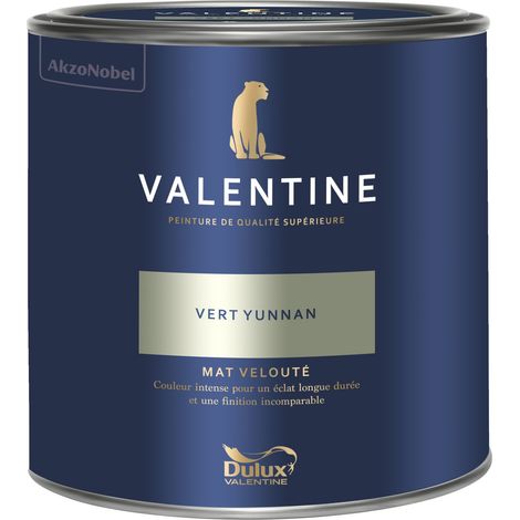 Dulux Valentine Peinture intérieure de haute qualité - Valentine - Couleur intense & pouvoir couvrant élevé - Mat Velouté Vert Yunnan 2 L