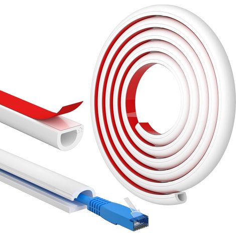 Goulotte Autocollante, Goulotte Électrique, Retardateur de Flammes, Peinturable, Goulotte Décorative pour La Maison et au Bureau, 15mm (Largeur) x 10mm (Hauteur) x 2m Longueurs - Blanc (1/5)