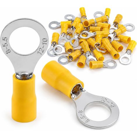 30 Pièces Cosses à Anneaux 4,0 à 6,0 mm², Cosses Électriques M8, Cosse a Sertir en Cuivre Etamé, Connecteur de Câble PVC en Partie Isolé pour l'Automobile, Maintenance Electrique (1/5)