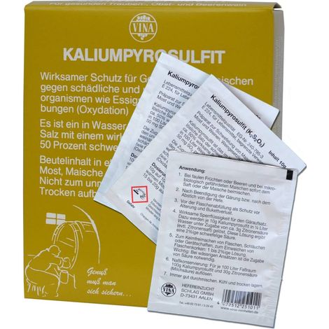 Vina Schwefelung mit Kaliumpyrosulfit 10 x 10 g Wein- und Obstverarbeitung