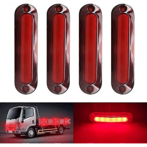 Feux de position latéraux avant et arrière à 6 LED (4 pièces), étanches et universels (10-30 V), pour camions, fourgonnettes, remorques et caravanes. (1/5)