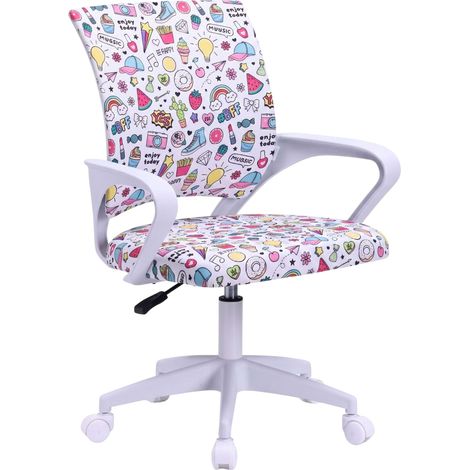 Silla de Escritorio Juvenil Vita Emojis, Altura Regulable, Tela Estampado, Reposabrazos Blanco (1/5)