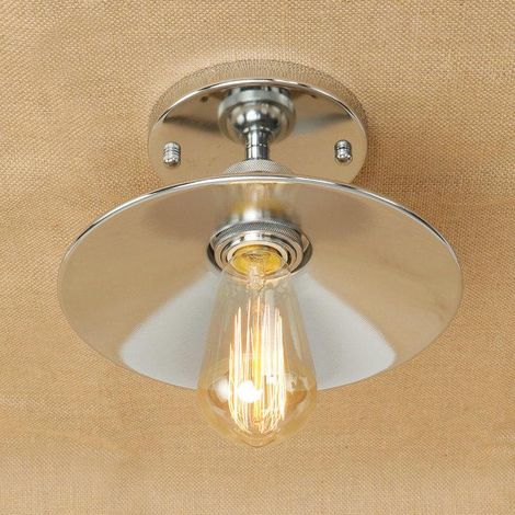 Plafonnier rétro avec abat-jour en métal, plafonnier de style ferme pour couloir, loft, cuisine ou bar avec ampoules LED (type C) (1/5)