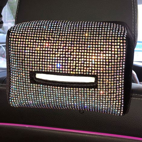 Porte-mouchoirs de voiture à strass, clip tendance, universel, pour accoudoir arrière, style strass colorés (1/5)