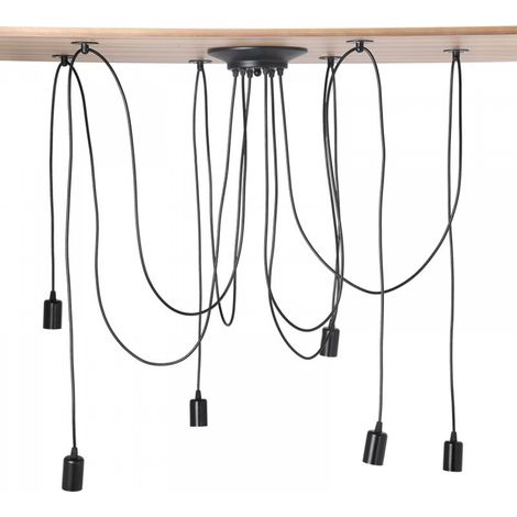 Moderne Et Rétro Lustre Suspension 6 Bras Suspension Luminaire Diy Créatif Lustre Araignee Ajustable 2m Vintage Lampe De Plafond Avec e27 Douille Noir (Sans Source Lumineuse) (1/5)