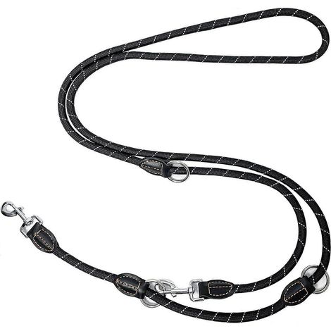 Laisse pour chien, laisse double multifonction 3M, réglable dans 3 directions, laisse d'épaule en nylon (1/5)