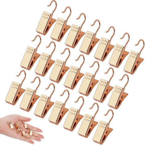 Lot de 30 Mini Pinces à Crochets Robustes pour Rideaux, Photos, décoration de la Maison, Affichage Artisanal (Or)