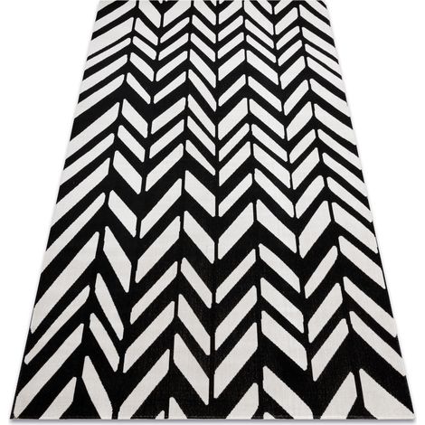 Modern Teppich MUNDO E0571 Fischgrät Outdoor beige / schwarz black 180x270 cm
