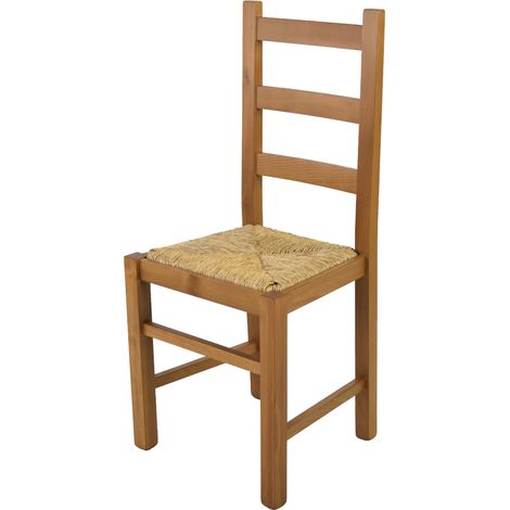 Tommychairs - Sedia Rustica per cucina bar e sala da pranzo, robusta struttura in legno di faggio color rovere e seduta in paglia (1/5)