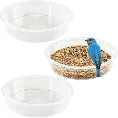 Lot de 3 Bols Ronds PP, Abreuvoir Oiseaux extérieur et Abreuvoir Oiseaux à Usage Bain Oiseaux, Bol de Rechange pour mangeoire Oiseaux extérieur Jardin (1/5)