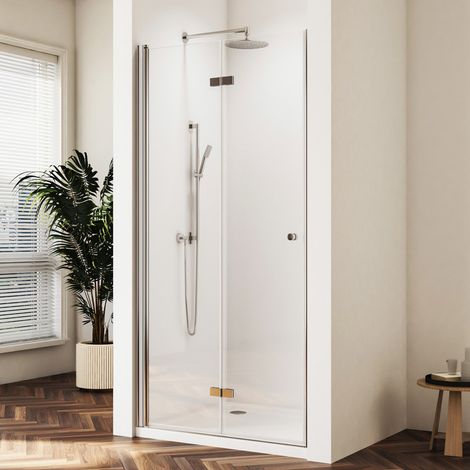 Duschtür Falttür 120 x 185 cm Nischentür Duschabtrennung Duschkabine Falttür Dusche Drehfalttür Nische 6mm ESG Glas Faltbar Duschwand