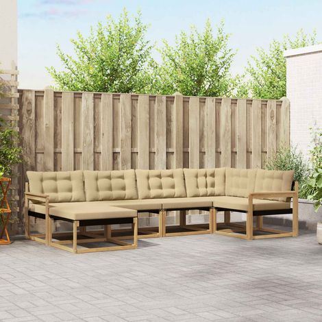 Set di divani da esterno con cuscino 6 pcs Bianco e Beige vidaXL (1/5)